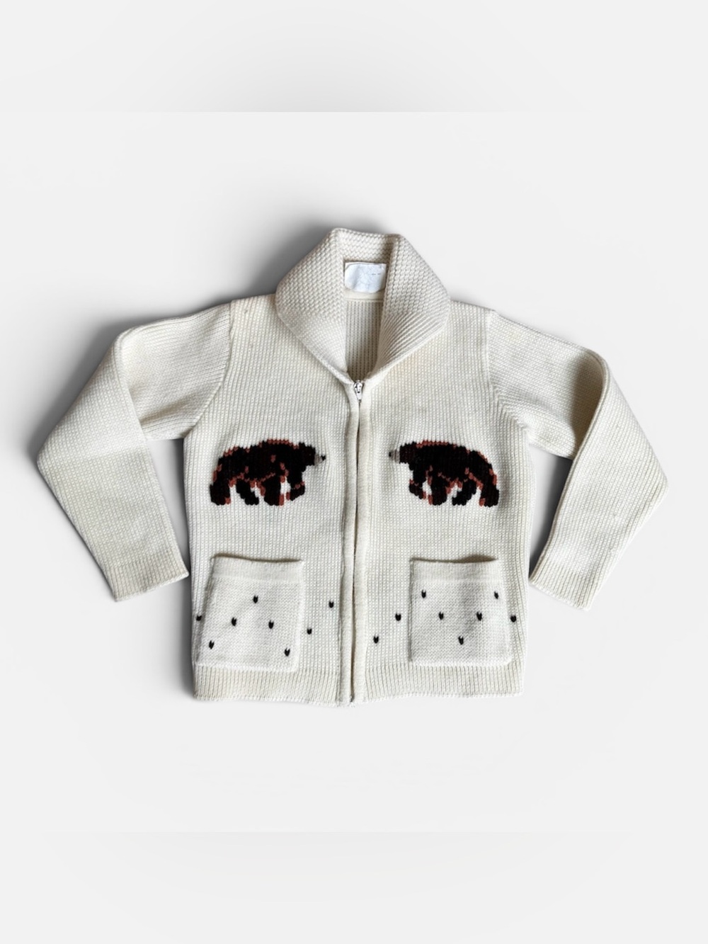 Vintage 60s/1960s “Caldwell” bear wool cardigan